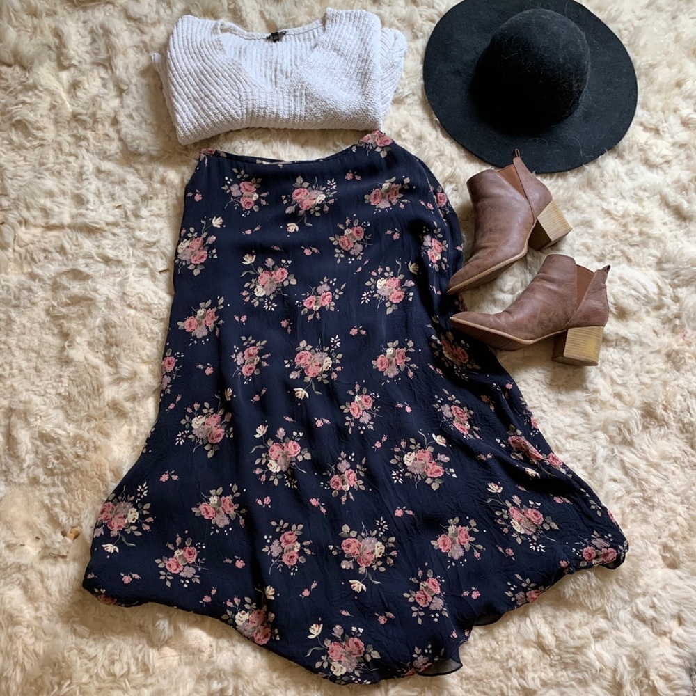 Vintage Ralph Lauren floral midi skirt ‘90s